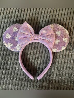 Sequin Heart Mouse Ear Headband - Lavender Purple